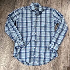 Peter Millar Shirt Men medium Blue Long Sleeve pocket